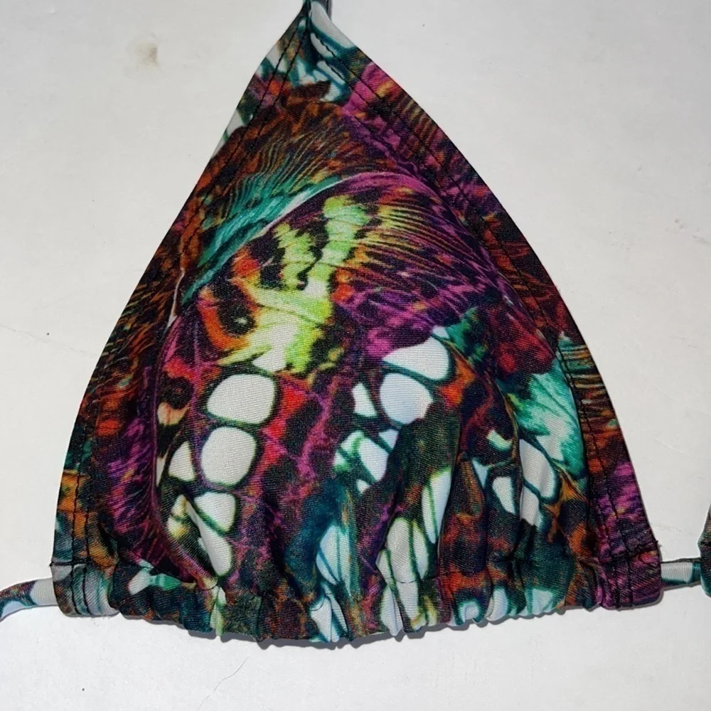 PilyQ Multicolored Triangle Padded String Bikini Top